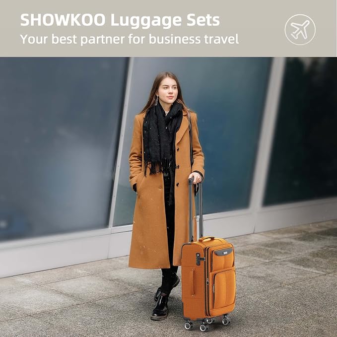 SHOWKOO Luggage Sets 3 Piece Softside Expandable Lightweight Durable Suitcase - Image 2