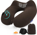 Inflatable Travel Neck Pillow for Airplane, Head Support Velvet Adult Neck by Glyzia