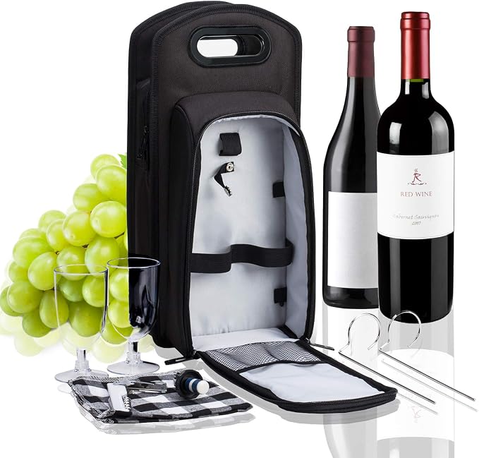 ALLCAMP 6 Piece Wine Travel Bag and Insulated Wine Carrier Tote Carrying Cooler - Image 6