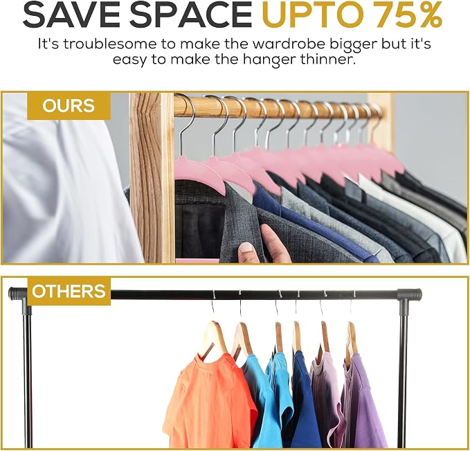 Premium Velvet Hangers 50 Pack Ultra Thin Non Slip Adult Felt Space Saving Suit - Image 6