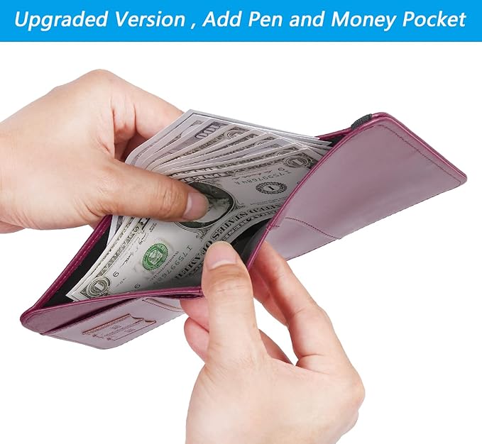 Passport Holder Cover Wallet Travel Essentials RFID Blocking Leather Card Case - Image 3