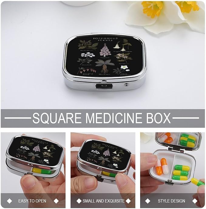 Metal 2 Compartment Pill Organizer Travel Friendly Portable Compact Pill Box - Image 4
