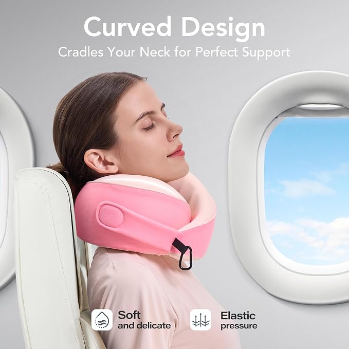 Travel Pillow, 100% Pure Memory Foam Travel Neck Pillow Airplane Neck Support - Image 4