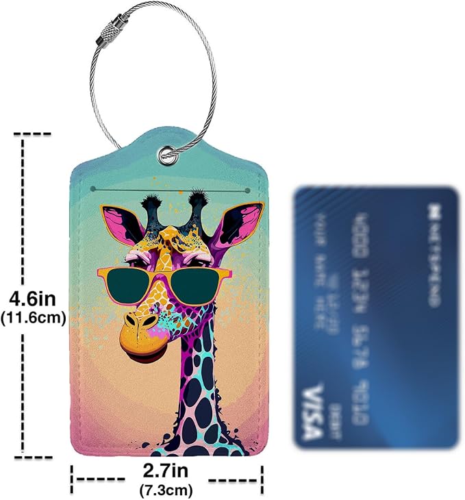 Funny Gunglasses Giraffe Luggage Tag Personalized Luggage Tags - Image 4
