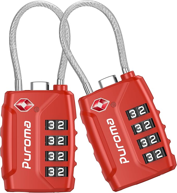 Puroma 2 Pack TSA Approved Luggage Lock, 4 Digit Combination Travel Locks by Puroma