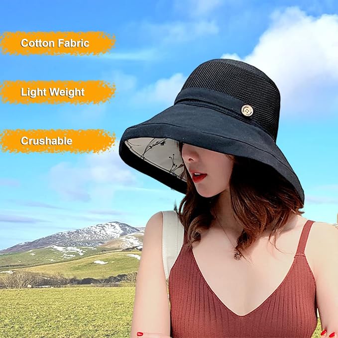 Women Wide Brim Sun Hats Metal Wired Edge Summer UV Protection Beach Fishing Hat - Image 5