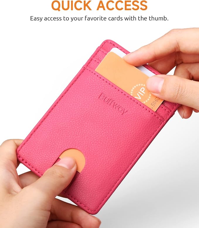Buffway Mens Slim Wallet, Minimalist Thin Front Pocket Leather Credit Card - Image 3