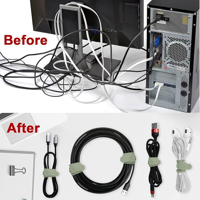 Nearockle 16Pcs Silicone Cable Straps Wire Organizer - Image 3