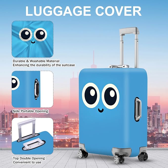 ANNA QUEEN Cute Smiley Face Luggage Cover, Stretchable, Washable Travel Cover - Image 3