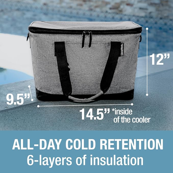 CleverMade Collapsible Insulated Cooler Bag – Leakproof Soft Folding Cooler - Image 4