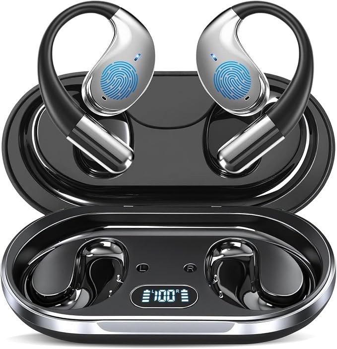 Ultra Ergonomic Open Ear Earbuds, Bone Conduction Over The Bluetooth Headphones by BUABMEQ