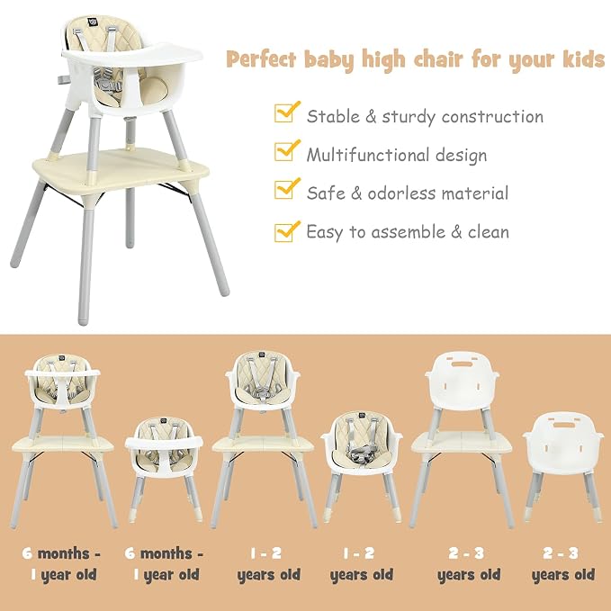 BABY JOY High Chair, 5 in 1 Convertible Highchair - Image 9