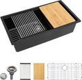 Dcolora 30 Inch Matte Black Kitchen Sink Workstation Granite Composite by Dcolora