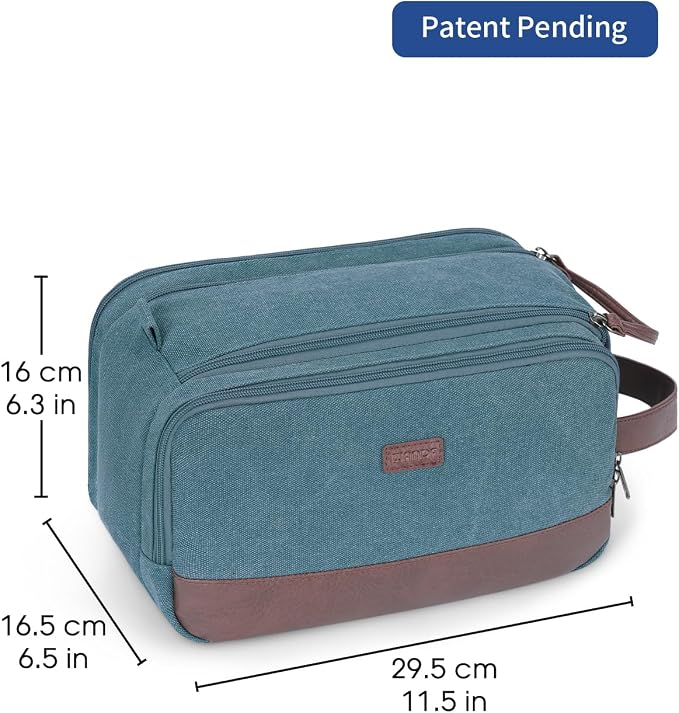 WANDF Toiletry Bag for Men Travel Toiletry Organizer Canvas and Leather Dopp - Image 7