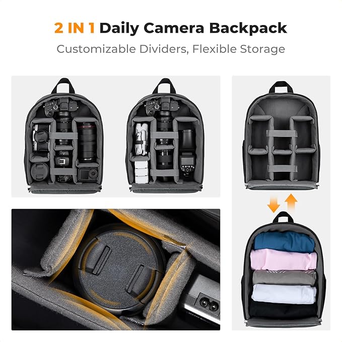 K&F CONCEPT Camera Backpack Bag, Professional DSLR/SLR/Mirrorless Camera Bag - Image 4