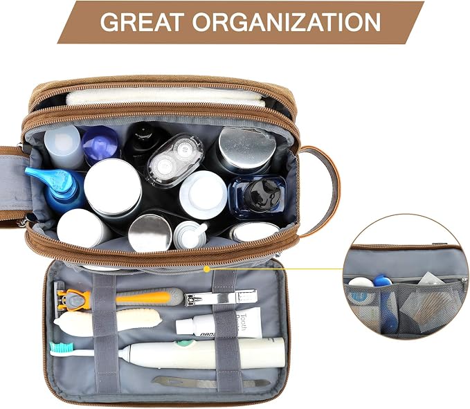 BAGSMART Toiletry Bag for Men, Canvas Travel Toiletry Organizer Dopp Kit - Image 2