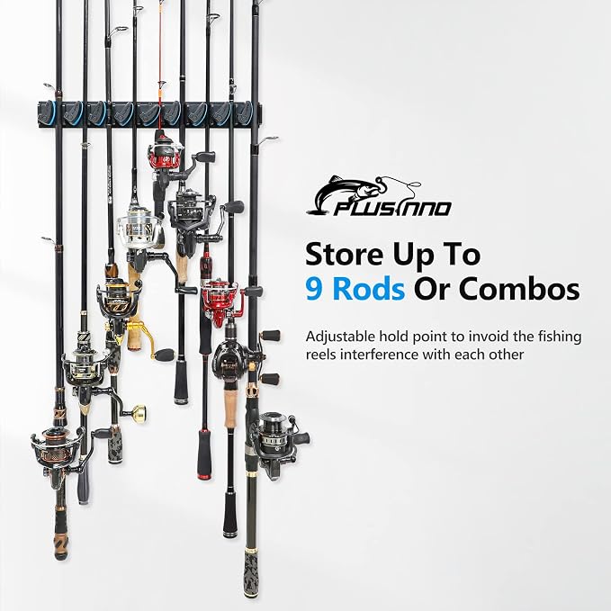 PLUSINNO 4 Pack Vertical Fishing Rod Rack, Wall Mounted Fishing Rod holder - Image 2