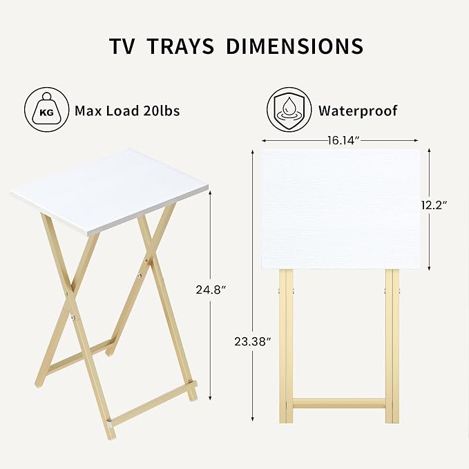 Foldable TV Trays, Small Folding Table, TV Trays Set of 2, TV Dinner Tray - Image 3