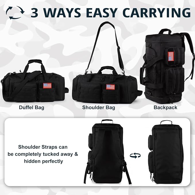 Tactical Gym Bag for Men，50L Large 3 in 1 Sports Duffle Bag - Image 5