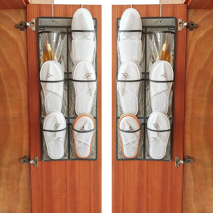 2 Packs Over The Door Hanging Closet Shoes Holder Organizer Shoe Storage Shoe - Image 2