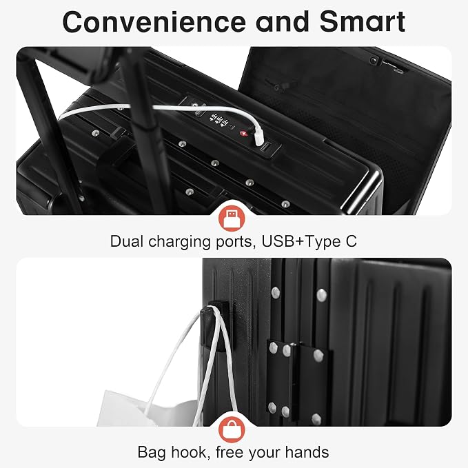24 Inch Check-In Luggage Aluminum Frame Zipperless Luggage, Hard Shell Suitcase - Image 6