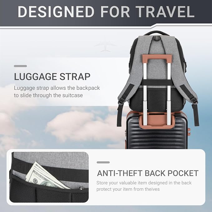 48L Expandable Laptop Backpack, Anti-thief Travel Backpack - Image 3