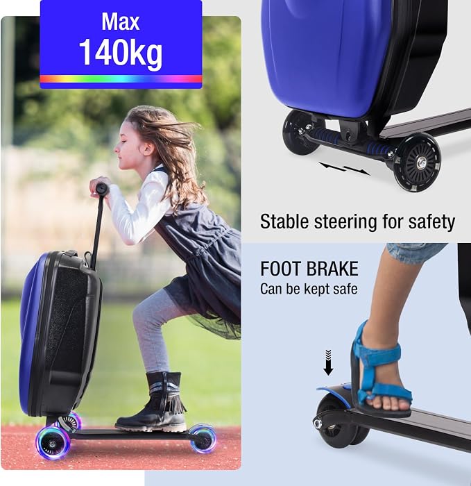 20" Scooter Suitcase for Kids, 2-in-1 Ride On Luggage - Image 5