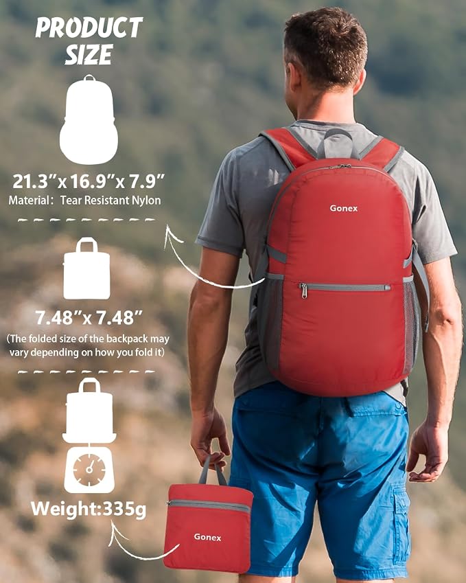 Gonex 30L Ultra Lightweight Packable Backpack, Handy Foldable Daypack - Image 3