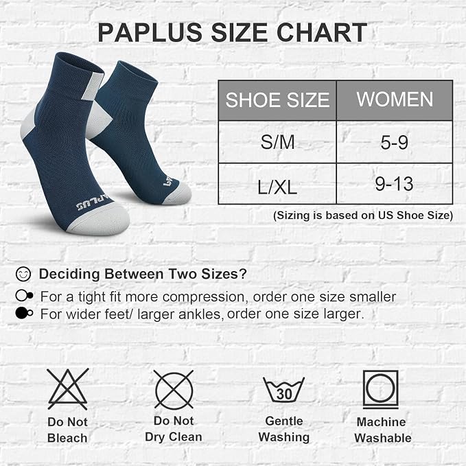 PAPLUS Ankle Compression Socks for Women 6 Pairs, Running Athletic Socks - Image 2