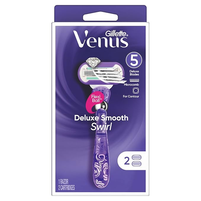Gillette Venus Deluxe Smooth Swirl Women's Razor Handle + 2 Blade Refills - Image 2