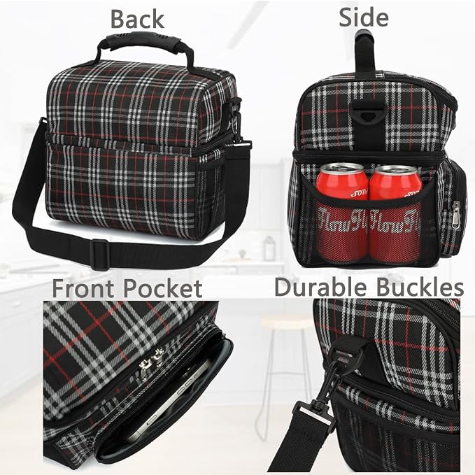 FlowFly Double Layer Cooler Insulated Lunch Bag Adult Lunch Box Large Tote Bag - Image 5
