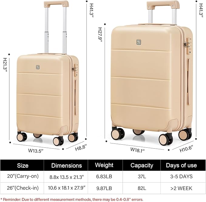 Hanke Hard Shell Luggage Sets 2 piece Large Suitcase Tsa Luggage Hard Shell - Image 2