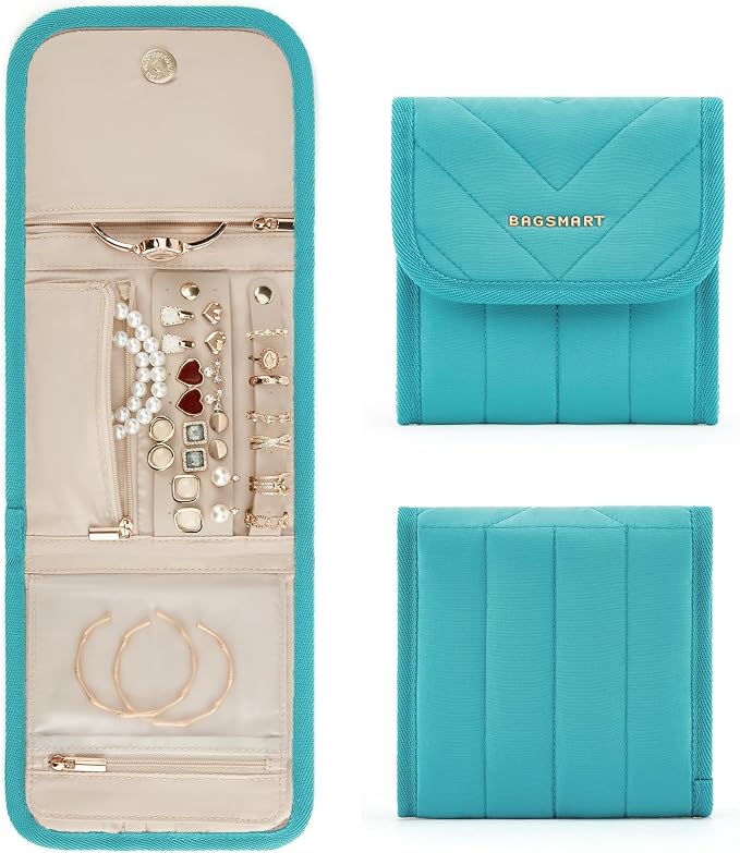 BAGSMART Travel Jewelry Organizer Case, Foldable Jewelry Roll by BAGSMART