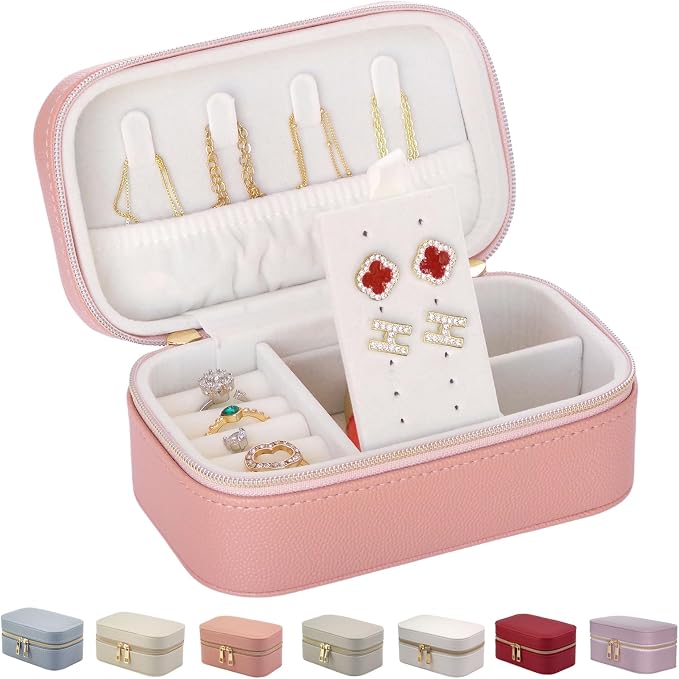 Small Jewelry Travel Case For Womens Small Rectangle PU Leather Jewelry Box by Betvivsmalltraveljewelrycase
