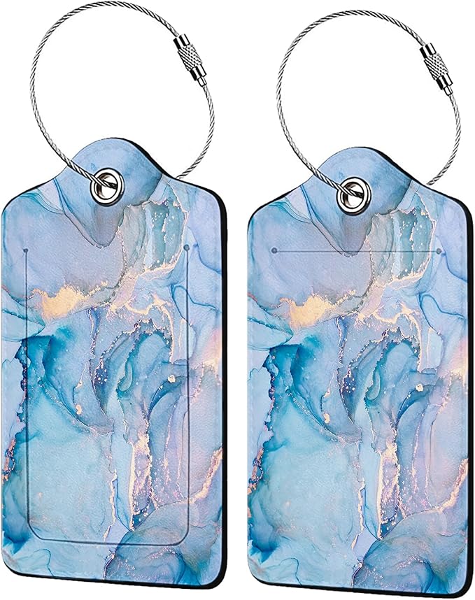 Blue Gold Marble 2 Pack Luggage Tag by Unknown