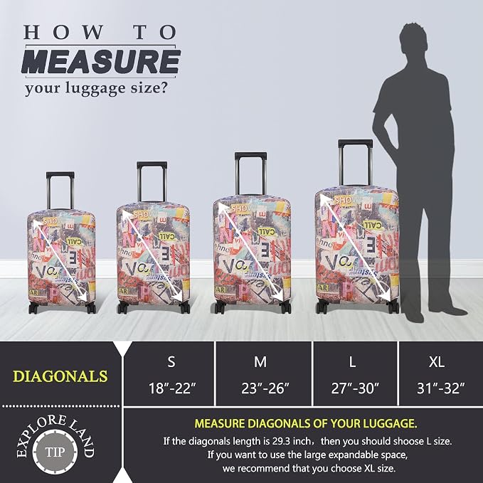 Explore Land Travel Luggage Cover Suitcase Protector Fits 23-26 Inch Case - Image 5