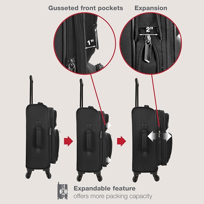 U.S. Traveler Lightweight Rolling 20" Carry On Luggage Softside Suitcase - Image 6