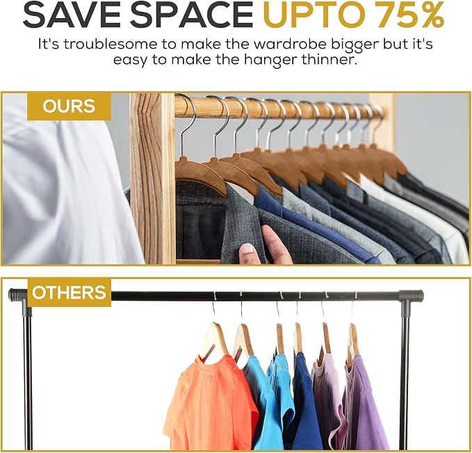 50 Pack New Premium Quality Velvet Hangers Ultra Thin Non Slip Adult Felt Space - Image 6