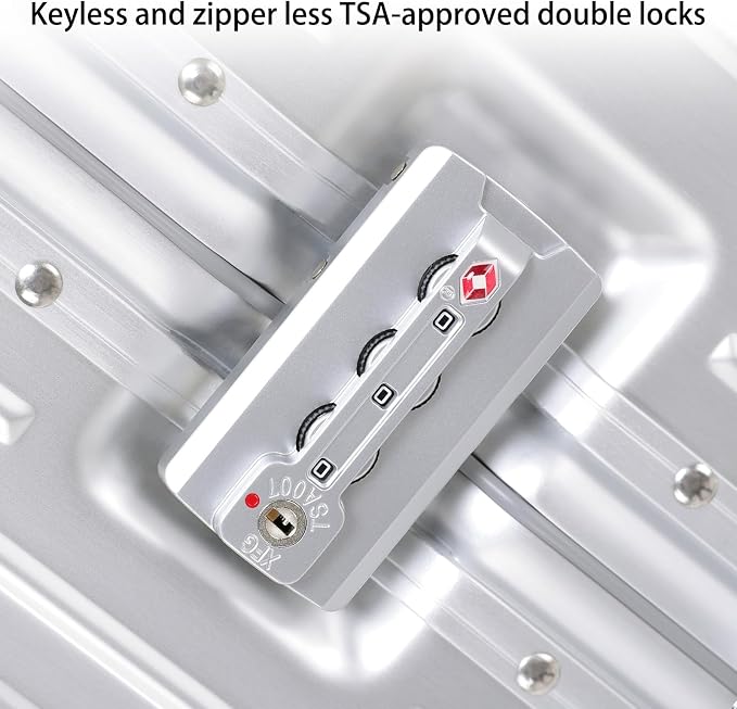 Metal All Aluminum Carry-on Luggage TSA Customs Lock Zipperless Silent Rotary - Image 3