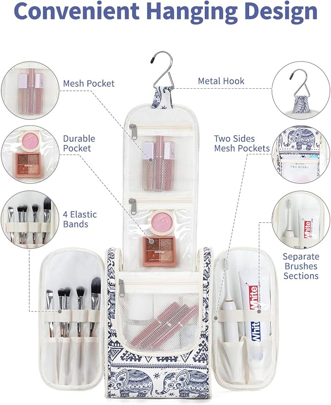Narwey Small Hanging Toiletry Bag Women Travel Makeup Bag Organizer Toiletries - Image 2