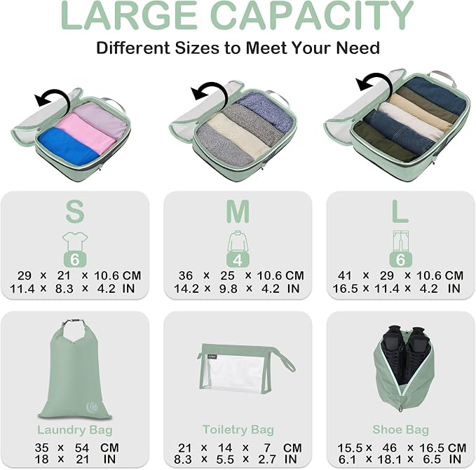 Cipway Compression Packing Cubes Mesh, Lightweight Luggage Organizer Bags - Image 5