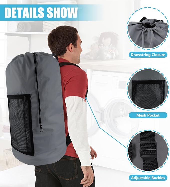 Laundry Bag Backpack, Extra Large Travel Laundry Bag - Image 4