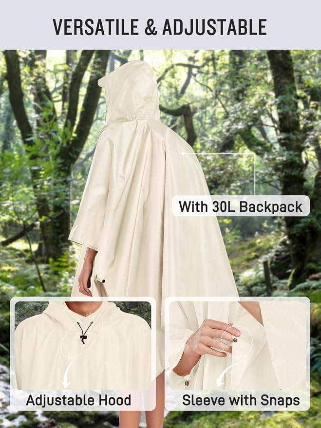 SaphiRose Hooded Rain Poncho Waterproof Raincoat Jacket - Image 6