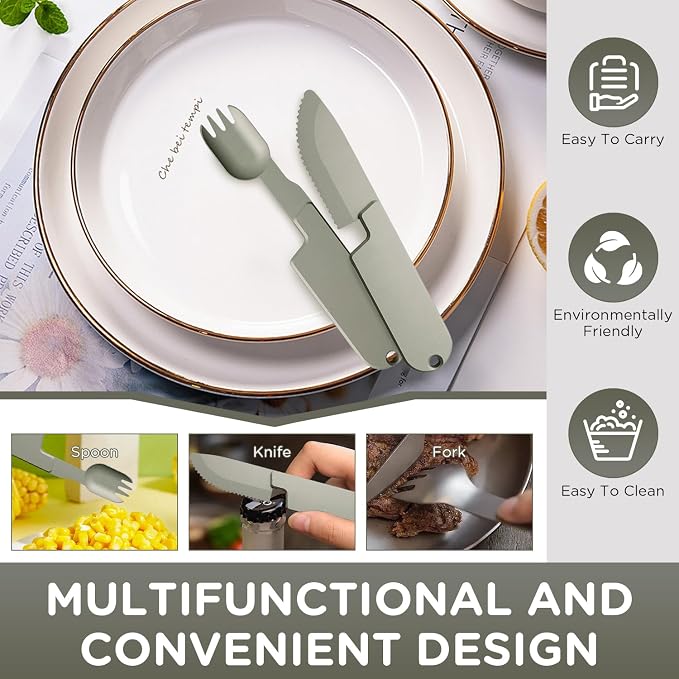 Kopak 2 in 1 Camping Eating Utensils Set, Reusable Magnetic Camping Utensils Set - Image 3
