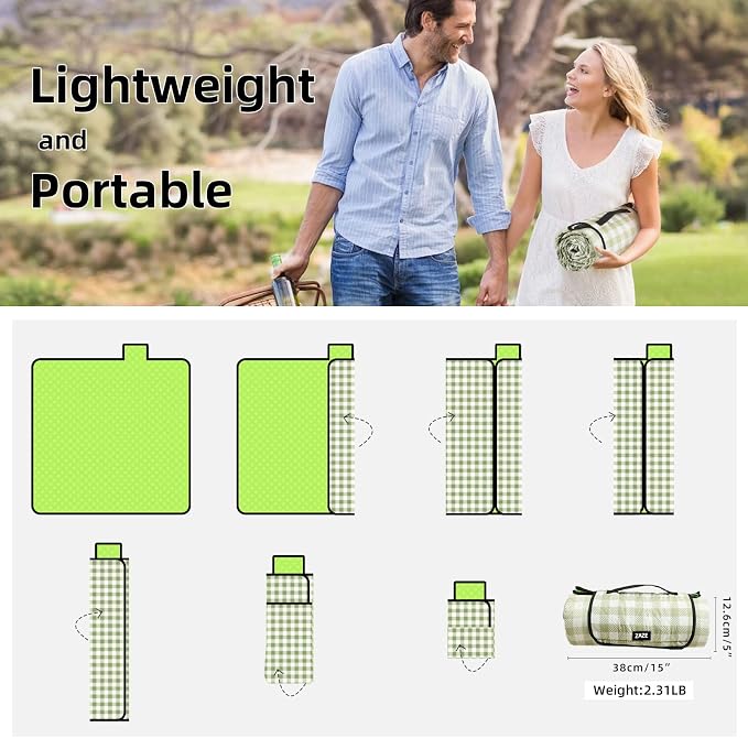 ZAZE Extra Large Picnic Outdoor Blanket, Camping Grass Lawn Park Accessories - Image 5