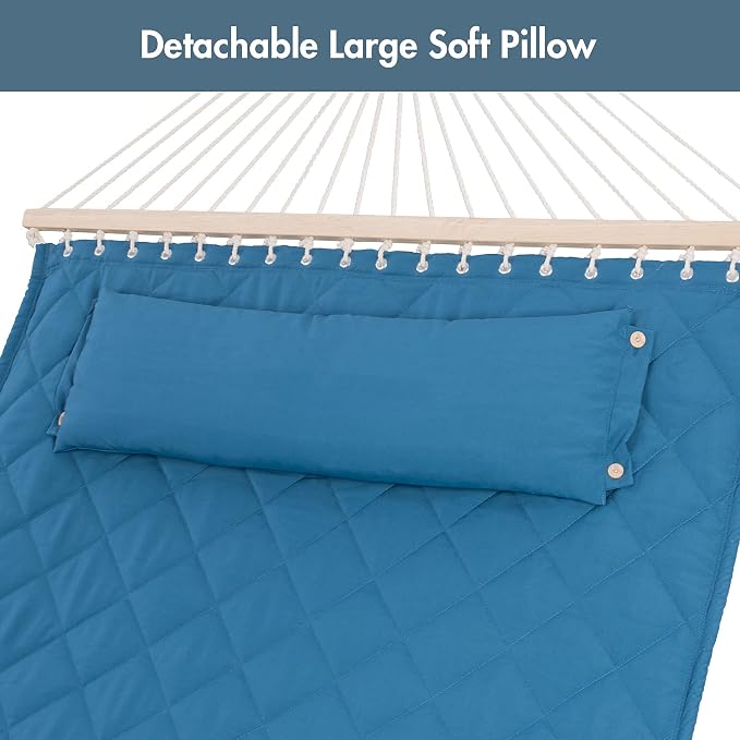 ANOW Double Hammock with 12 Feet Heavy Duty Steel Stand Combo, 2 Person Quilted - Image 7