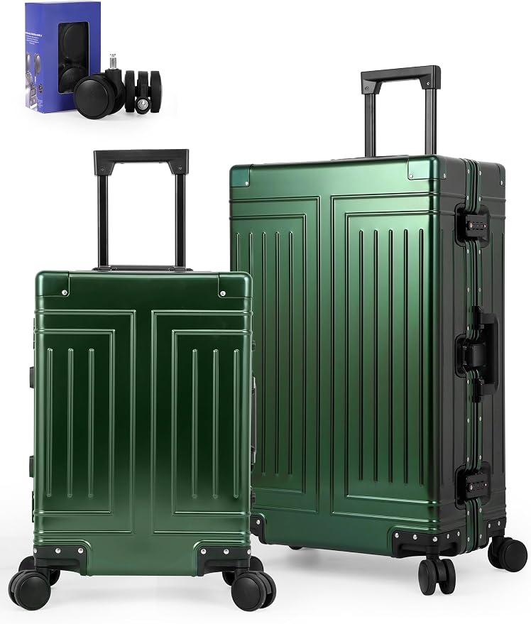 All Aluminum 20/28 Luggage Set，Cut from Whole Aluminum Sheet，22x14x9 Airline by KANGSHILU