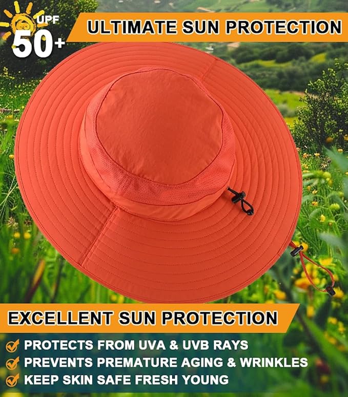 Home Prefer UPF50+ Mens Sun Hat Wide Brim Fishing Hat Foldable Large Brim UV - Image 5