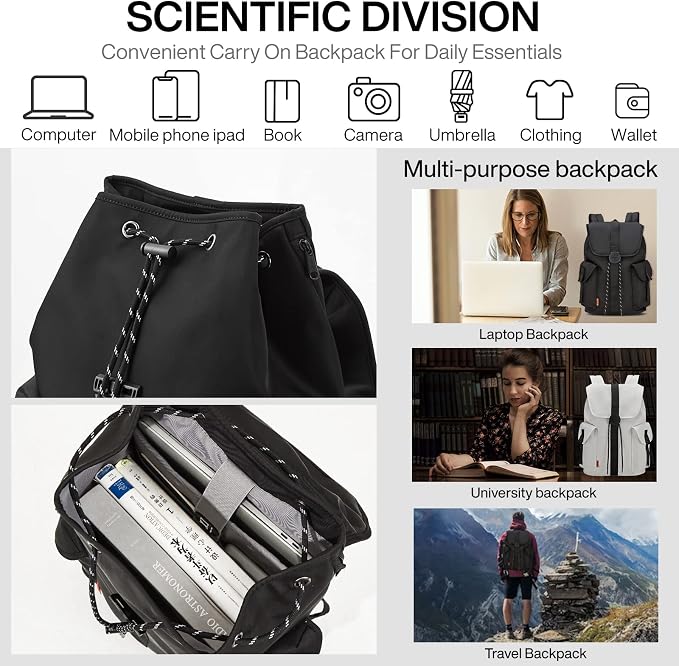mixi Travel Laptop Backpack for Women & Men Carry On Backpack fits 16'' Laptop - Image 2