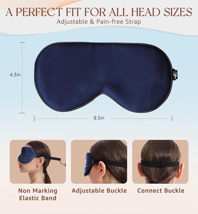 HiRui Silk Sleep Mask, 100% Natural Mulberry Silk of Double-Sided & - Image 5